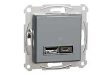 Двойная USB зарядка 2.4 A Asfora сталь (EPH2700362)