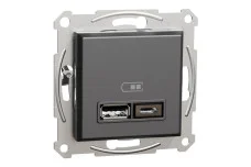 Двойная USB зарядка 2.4 A Asfora антрацит (EPH2700371)