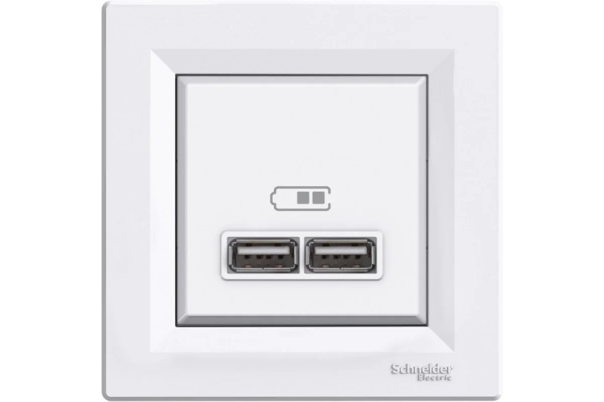 USB Розетка 2,1A Белая Asfora (EPH2700221)