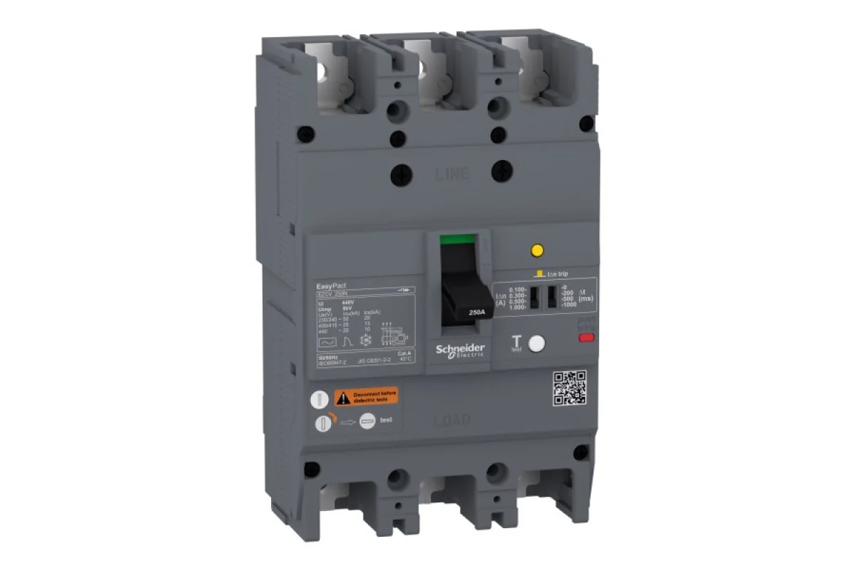 Автоматичний вимикач в литому корпусі EasyPact EZCV250N 3P3T 25кА 100А (EZCV250N3100)