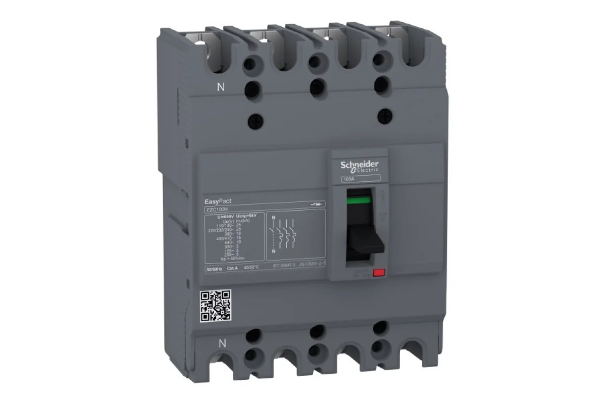 Автоматический выключатель в литом корпусе EasyPact EZC100N 4P 15кА 30А (EZC100N4030)