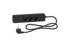 Удлинитель на 3 розетки с заземлением +2*USB черный 1.5 м (ST943U1B)