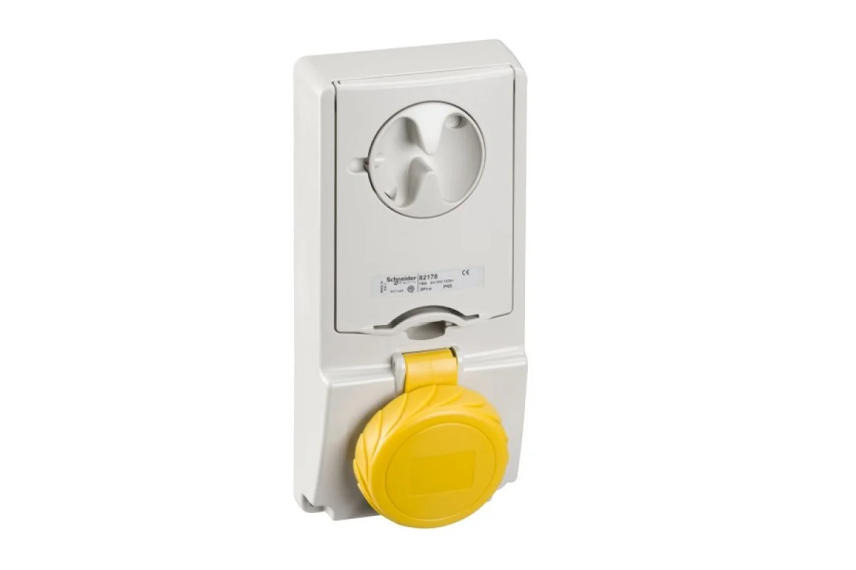 Розетка Unika с блоком - 16 A - 2P + E - 100...130 V AC - IP65 - panel (82178)